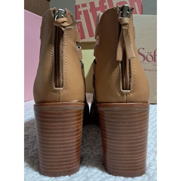 Sofft Womens Size 11 Stratford Tan Leather Caged Zip Heeled Shoes Sandals NEW - Picture 6 of 13